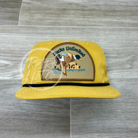 Retro Ducks Unlimited On Mustard Hat W/Black Rope Ready To Go