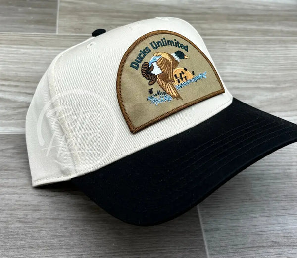 Retro Ducks Unlimited On Natural/Black Hat Ready To Go