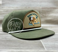 Retro Ducks Unlimited On Olive Hat W/White Rope Ready To Go