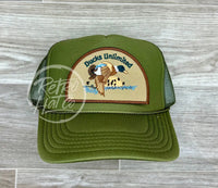 Retro Ducks Unlimited On Olive Meshback Trucker Hat Ready To Go