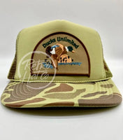 Retro Ducks Unlimited On Solid Front Camo Meshback Trucker Hat Ready To Go