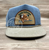 Retro Ducks Unlimited On Stonewashed Sky/Sand Rope Hat Ready To Go