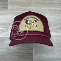 Retro Ducks Unlimited On Tall Maroon Rope Hat Ready To Go