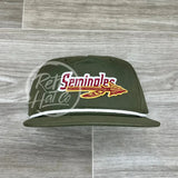 Retro Florida State Seminoles Patch On Rope Hat Olive W/White Ready To Go