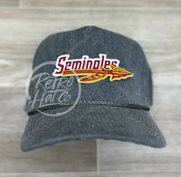 Retro Florida State / Fsu Seminoles Patch On Stonewashed Charcoal Rope Hat Ready To Go