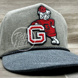 Retro Georgia Bulldogs Patch On Sand / Charcoal Stonewashed Rope Hat Ready To Go