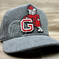 Retro Georgia Bulldogs Patch On Charcoal Stonewashed Rope Hat Ready To Go