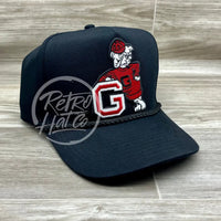 Retro Georgia Bulldogs Patch On Tall Black Rope Hat Ready To Go