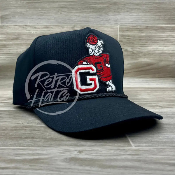 Retro Georgia Bulldogs Patch On Tall Black Rope Hat Ready To Go