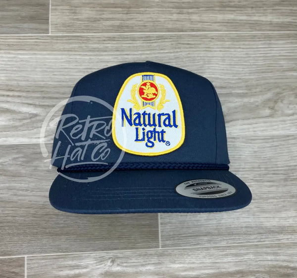 Retro Gold Natural / Natty Light Beer Patch On Classic Rope Hat Blue Ready To Go