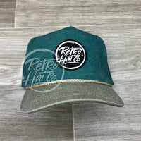 Retro Hat Co. Brand (Glow In The Dark) Patch On 2-Tone Stonewashed Rope Teal/Sand Ready To Go