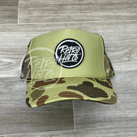 Retro Hat Co. Brand Patch On Camo Solid Front (Glow In The Dark Patch) Ready To Go