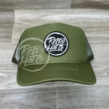 Retro Hat Co. Brand Patch On Solid Meshback Trucker Olive (Black - Glow In The Dark Patch) Ready To