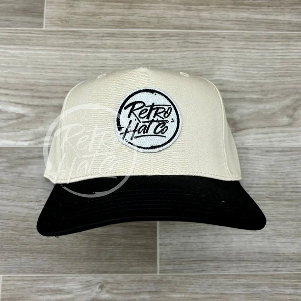 Rhc Brand (White) Patch On Natural/Black Retro Hat Ready To Go