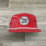 Retro Hat Co. Brand (White) On Poly Rope Red Ready To Go