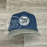 Retro Hat Co. Brand (White) Patch On 2-Tone Stonewashed Rope Indigo/Sand Ready To Go