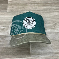 Retro Hat Co. Brand (White) Patch On 2-Tone Stonewashed Rope Teal/Sand Ready To Go