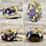 Retro Hat Co Brand (White) Patch On Purple Hawaiian Rope W/Leather Strap Back Ready To Go