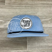 Retro Hat Co. Brand (White) Patch On Rope Baby Blue W/Black Ready To Go