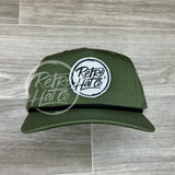 Retro Hat Co. Brand (White) Patch On Rope Olive W/Black Ready To Go