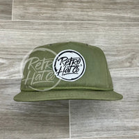 Retro Hat Co. Brand (White) Patch On Rope Solid Olive Ready To Go