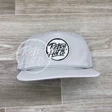 Retro Hat Co. Brand (White) Patch On Rope Solid Smoke Gray Ready To Go