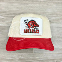 Retro Hog Wild Arkansas Razorback / Hogs Patch On Natural/Red Hat Ready To Go