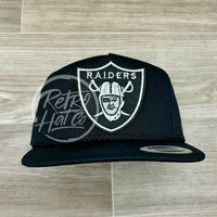 Retro Las Vegas Raiders Shield Patch On Black Classic Rope Hat Ready To Go