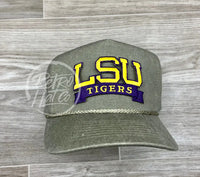 Retro Lsu Tigers Banner On Stonewashed Rope Hat Sand Ready To Go