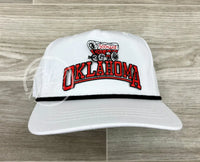 Oklahoma Sooners Arch On Retro Rope Hat White W/Black Ready To Go