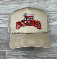 Oklahoma / Ou Sooners Arch On Tan Meshback Trucker Ready To Go