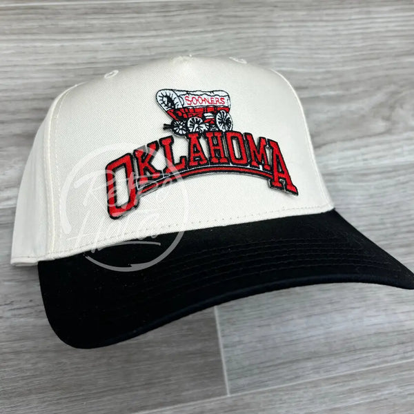 Retro Oklahoma Sooners Arch On Natural/Black Hat Ready To Go