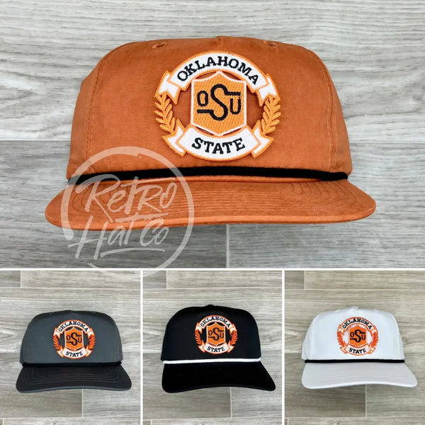 Retro Oklahoma State / Osu Cowboys Crest On Rope Hat Ready To Go