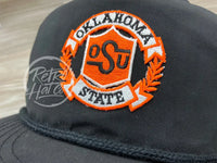 Retro Oklahoma State / Osu Cowboys On Black Poly Rope Hat Ready To Go