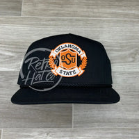 Retro Oklahoma State / Osu Cowboys Crest On Black Classic Rope Hat Ready To Go