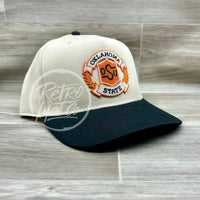 Retro Oklahoma State / Osu Crest On Natural/Black Hat Ready To Go