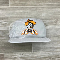 Retro Oklahoma State / Pistol Pete Osu Cowboys Patch On Smoke Gray Rope Hat Ready To Go