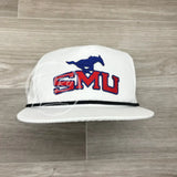 Retro Smu Arch On White Hat W/Black Rope Ready To Go