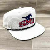 Retro Smu Arch On White Hat W/Black Rope Ready To Go