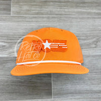 Retro Tennessee Vols Patch On Rope Hat Bright Orange W/White Ready To Go