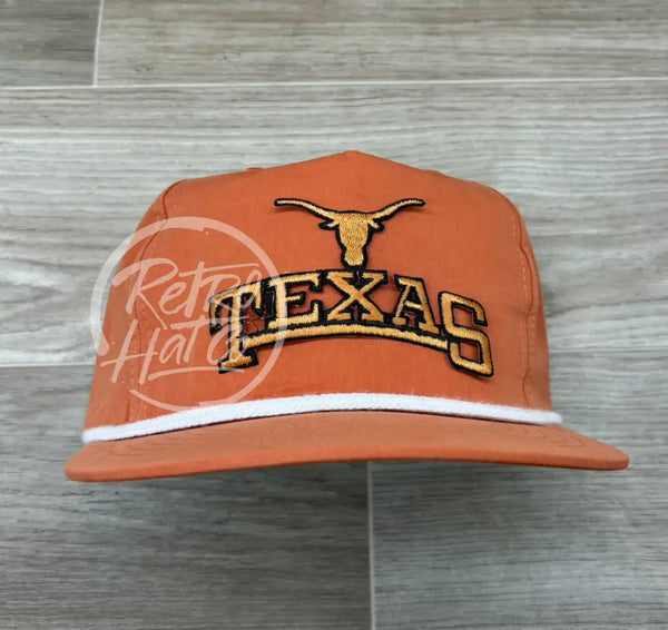 Retro Texas Longhorns Arch On Poly Rope Hat Orange Ready To Go