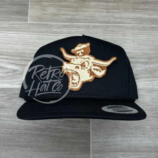 Retro Texas Longhorns (Head) On Black Classic Rope Hat Ready To Go