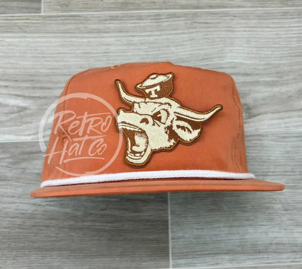 Retro Texas Longhorns Head On Poly Rope Hat Orange Ready To Go