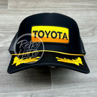 Retro Toyota Patch On Black Trucker Hat W/Scrambled Eggs Ready To Go