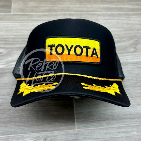 Retro Toyota Patch On Black Trucker Hat W/Scrambled Eggs Ready To Go