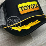 Retro Toyota Patch On Black Trucker Hat W/Scrambled Eggs Ready To Go