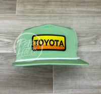 Retro Toyota Patch On Green Poly Rope Hat Ready To Go