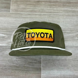 Retro Toyota Patch On Rope Hat Olive W/White Ready To Go