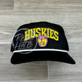 Retro Washington Huskies Patch On Rope Hat Black W/White Ready To Go