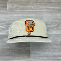 San Francisco Giants Sf Patch On Beige Retro Hat W/Black Rope Ready To Go